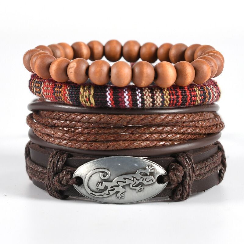 Men's Vintage Leather Bracelet – Woven & Knitted Styles, 30 Designs
