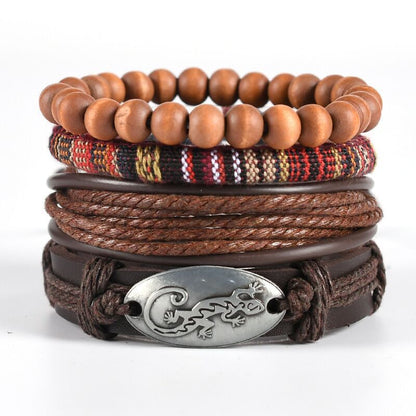 Men's Vintage Leather Bracelet – Woven & Knitted Styles, 30 Designs