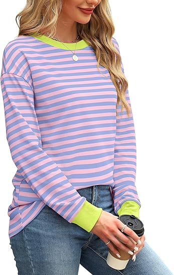 Women's Striped Colour Block Pullover Sweatshirt | S-2XL | 9 Colours