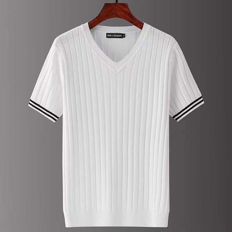 Men's Long Sleeve Basic Top – V-Neck & Crew Neck in White & Black