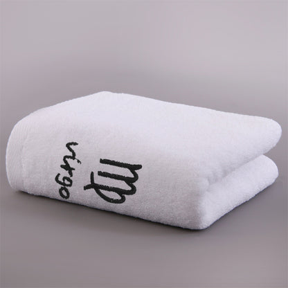 Zodiac Constellation Embroidered Cotton Towel | All 12 Star Signs | 2 Sizes