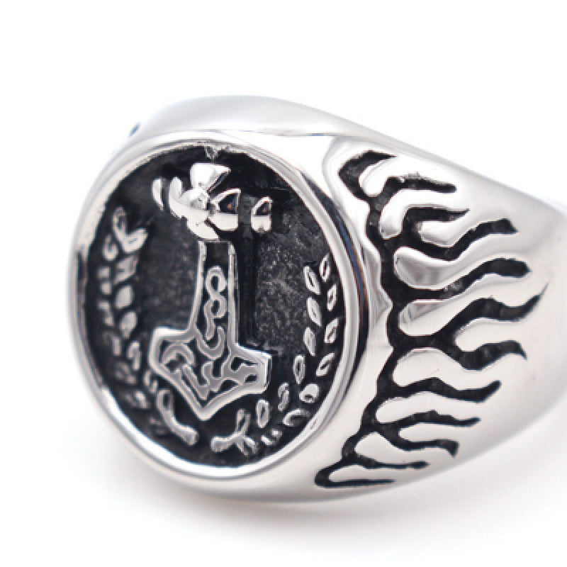 Unisex Alloy Flame & Wheat Ring – Silver Electroplated Boho Statement Band