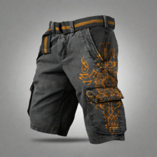 Men's Digital Print Zipper Cargo Shorts