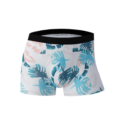 Men's Ice Silk Graffiti Print Boxer Briefs – Antibacterial Quick-Dry 4 Designs