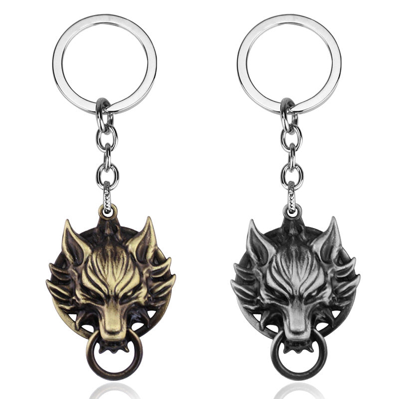 Wolf Head Alloy Keychain | Zinc Animal Charm Pendant | Bronze & Antique Silver