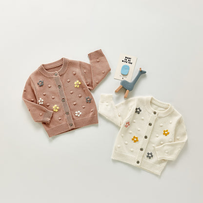 Baby Girls Knitted Cotton Cardigan – Infant & Toddler Jacket