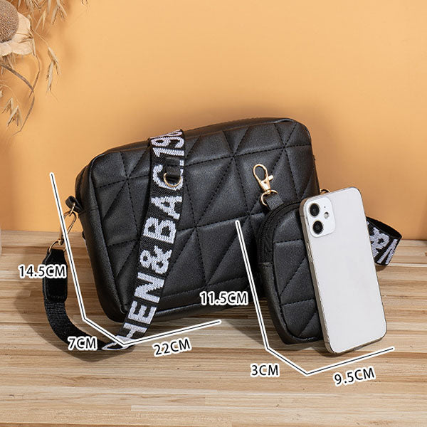 PU Leather Shoulder Bag & Wallet Set | 2-Piece | White, Black, Apricot