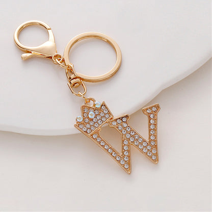 Crystal Crown Initial Letter Keychain A-Z