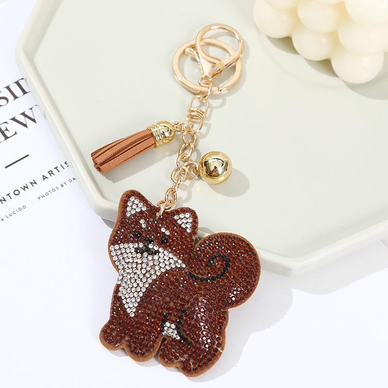Leather Tassel & Crystal Keychain Pendant