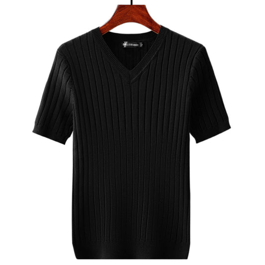 Men's Long Sleeve Basic Top – V-Neck & Crew Neck in White & Black