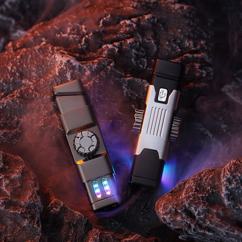 LED USB Rechargeable Metal Lighter | Colourful Lights | Grey Pink Purple Silver