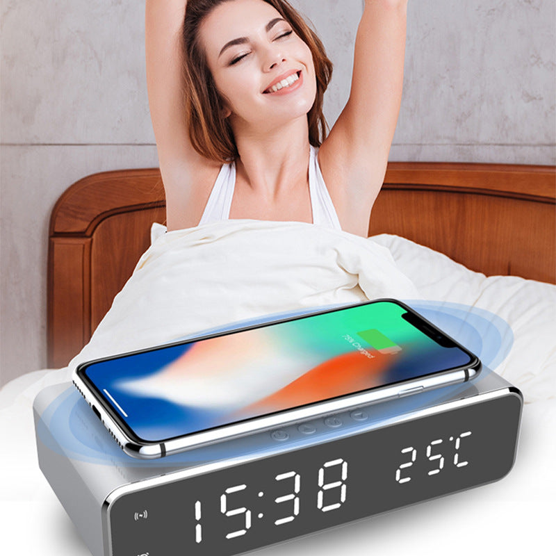 LED Digital Alarm Clock with Wireless Charger | Desktop Clock with Thermometer