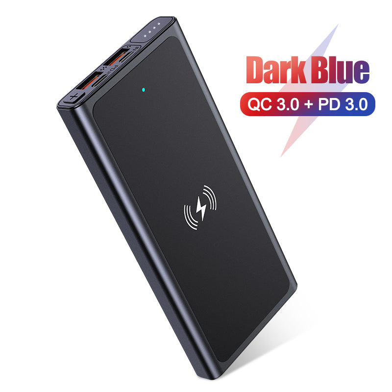 10,000mAh Power Bank with Built-In Plug – Fast Charge Alloy Shell Black & Blue