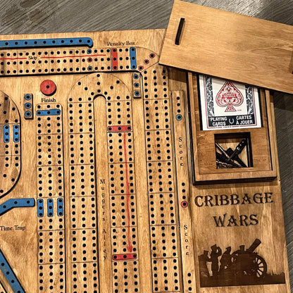 Wooden Cribbage War Game | Classic Strategy Board Game