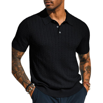 Men's Short Sleeve Knitted Cardigan Shirt - Slim Fit Summer Top 5 Colours