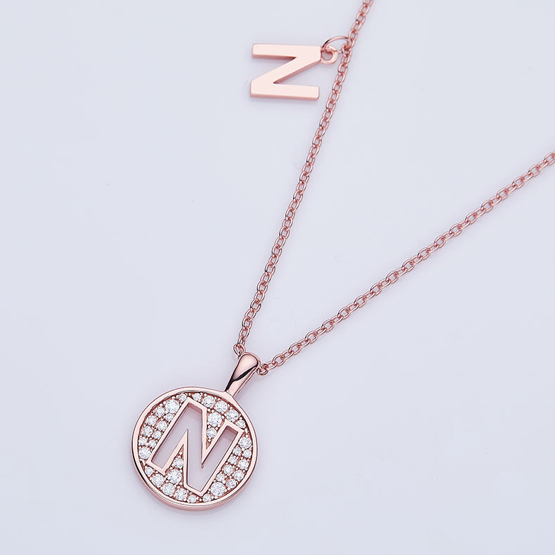 S925 Silver Moissanite Initial N Pendant Necklace