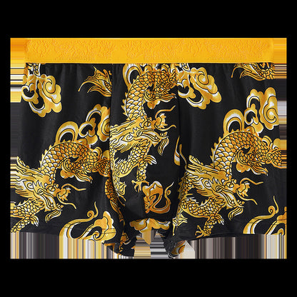 Men's Dragon Print Milk Silk Boxer Briefs – Quick-Dry Mid-Waist 4 Colours