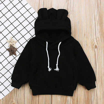 Children's Bear Ear Fleece Hooded Pullover | Toddler & Kids Long Sleeve Sweater