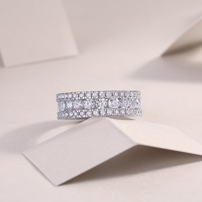 Moissanite 925 Sterling Silver Platinum-Plated Ring | Sizes 5-9 | GRA Certified
