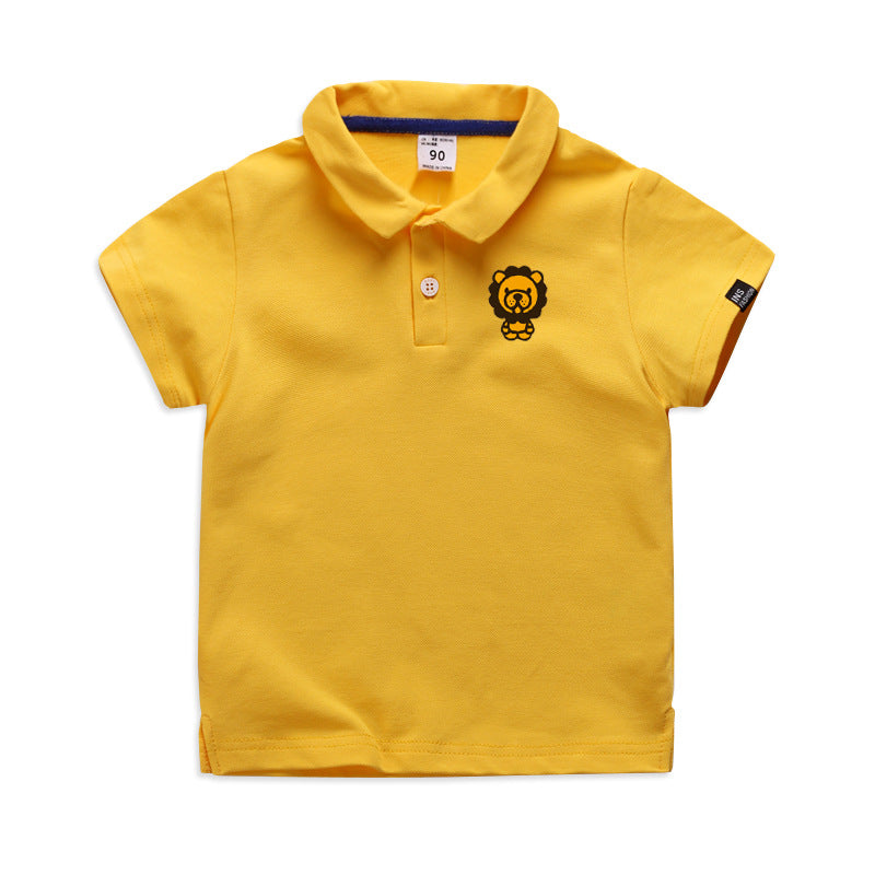 Children's Solid Colour Polo T-Shirt | Cotton Lapel Short Sleeve
