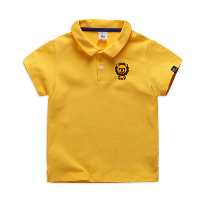 Children's Solid Colour Polo T-Shirt | Cotton Lapel Short Sleeve