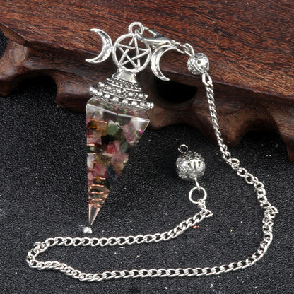 Hexagonal Pyramid Crystal Gemstone Pendant Necklace
