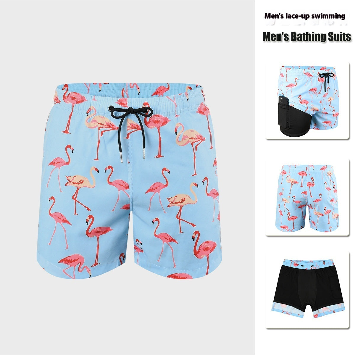 Men's Double-Layer Swimming Trunks | Lined Board Shorts S-XXL