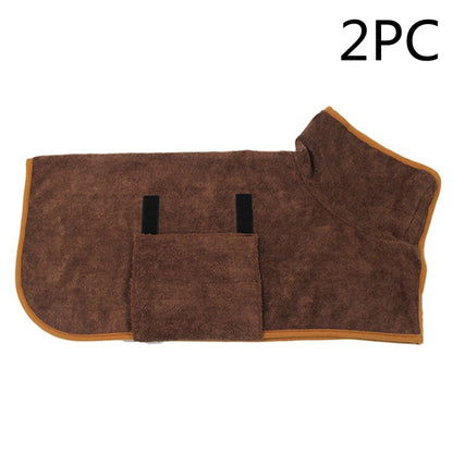 Microfibre Dog Bathrobe | Super Absorbent Quick-Dry Coat with Hook & Loop