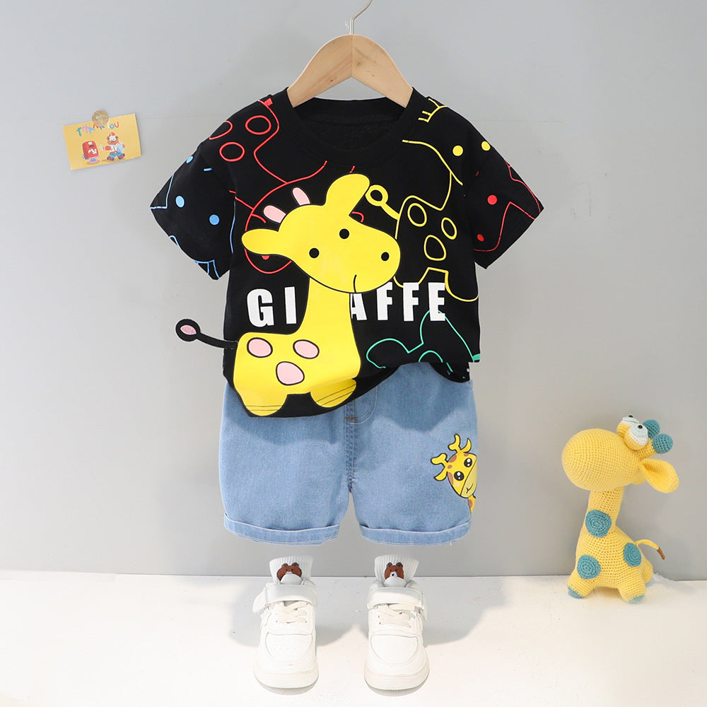 Children's Deer Print Shirt & Shorts Set | Cotton