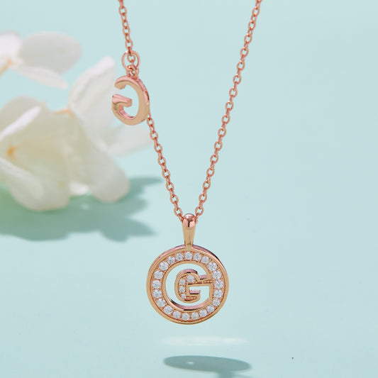 S925 Silver Moissanite Letter G Necklace | GRA Certified
