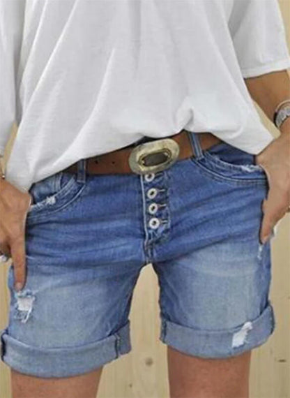 High-Waisted Denim Shorts for Women - Casual Street Style