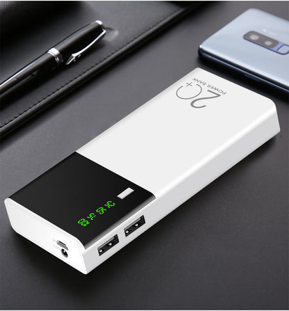 Digital Display Power Bank – Multi-Capacity Portable Charger 1,300-20,000mAh White