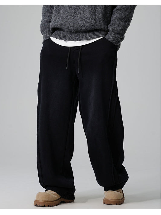 Men's Fleece-Lined Distressed Knit Sweatpants | Straight Leg S-2XL