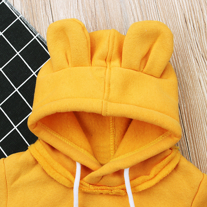 Children's Bear Ear Fleece Hooded Pullover | Toddler & Kids Long Sleeve Sweater