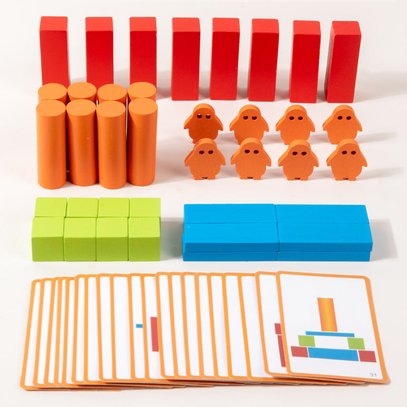 Wooden Penguin Building Blocks Set for Kids