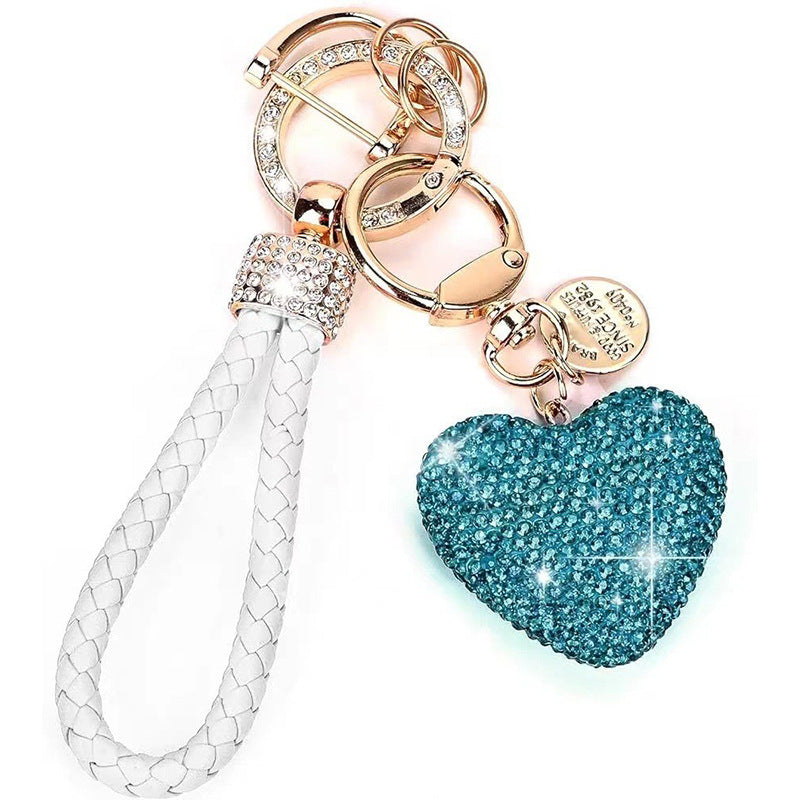 Crystal Heart Rhinestone Keychain | Zinc Alloy Charm | 8 Colours