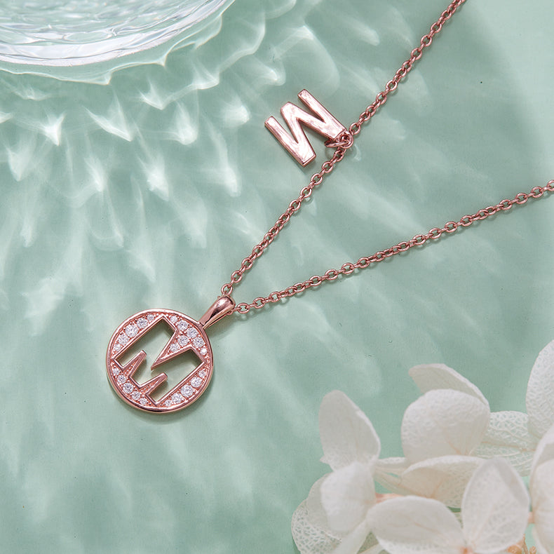 S925 Silver Moissanite Initial M Pendant Necklace