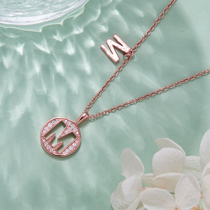 S925 Silver Moissanite Initial M Pendant Necklace