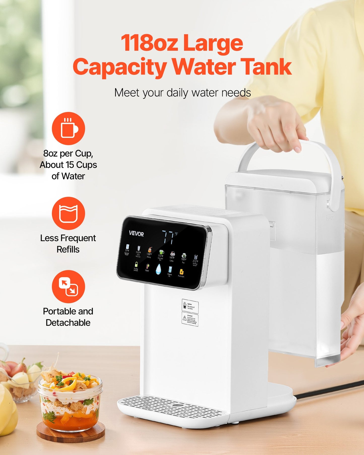 Countertop Instant Hot Water Dispenser – 7 Temps, 7 Volumes, 3.5L Tank