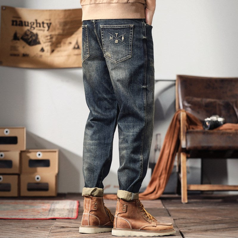 Men's Loose-Fit High-Waist Denim Jeans – Classic Blue, Waist Sizes 28–36