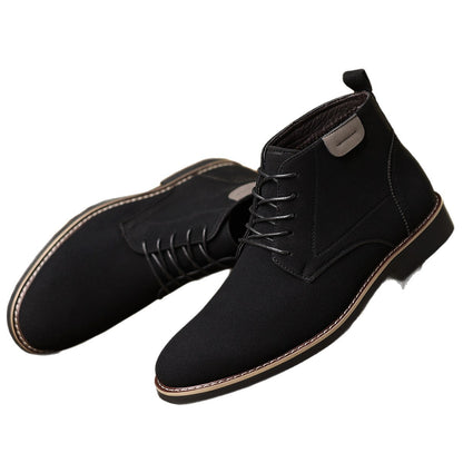 Men's British-Style High-Top Suede Martin Boots – Pointed Toe | EU 39–48