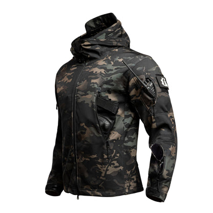 Men's Sharkskin Softshell Hooded Jacket | Waterproof Windproof Outdoor Coat