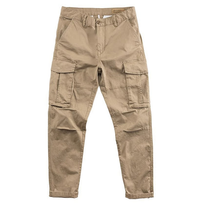 Men's Multi-Pocket Cropped Cotton Work Trousers