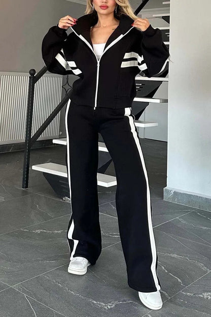 Women's Striped Zip Jacket & Trouser Co-ord Set | S-5XL | 5 Colours