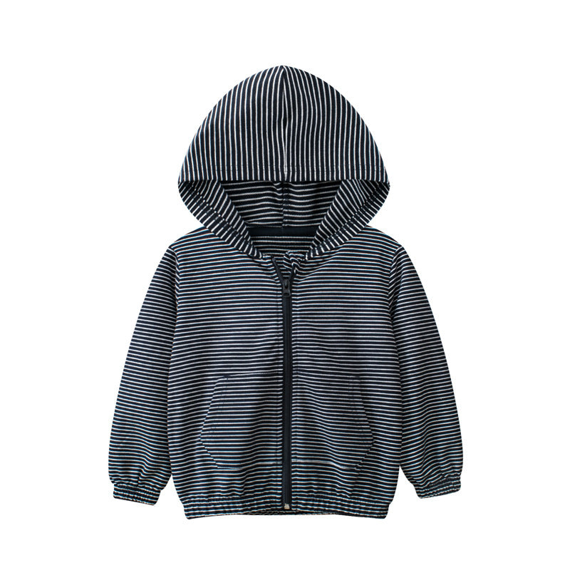 Boys' Striped Cotton Cardigan Jacket | Long Sleeve Kids Zip-Up Top