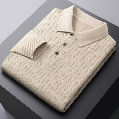Men's Jacquard Knit Polo Sweater | Viscose Blend