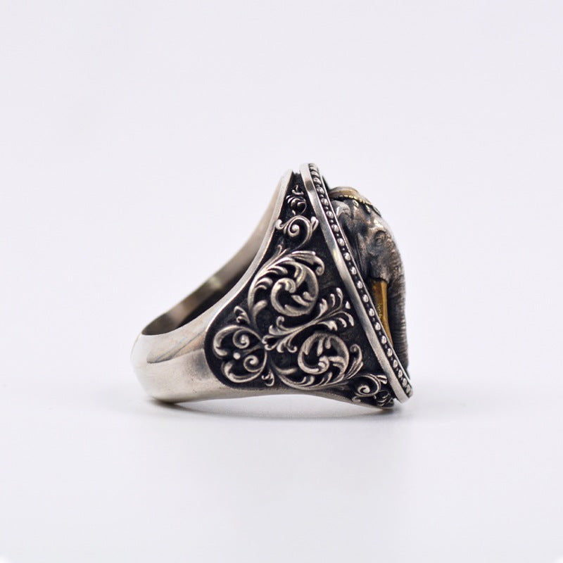 Unisex Copper Ganesh Elephant Ring – Retro Adjustable Spiritual Band