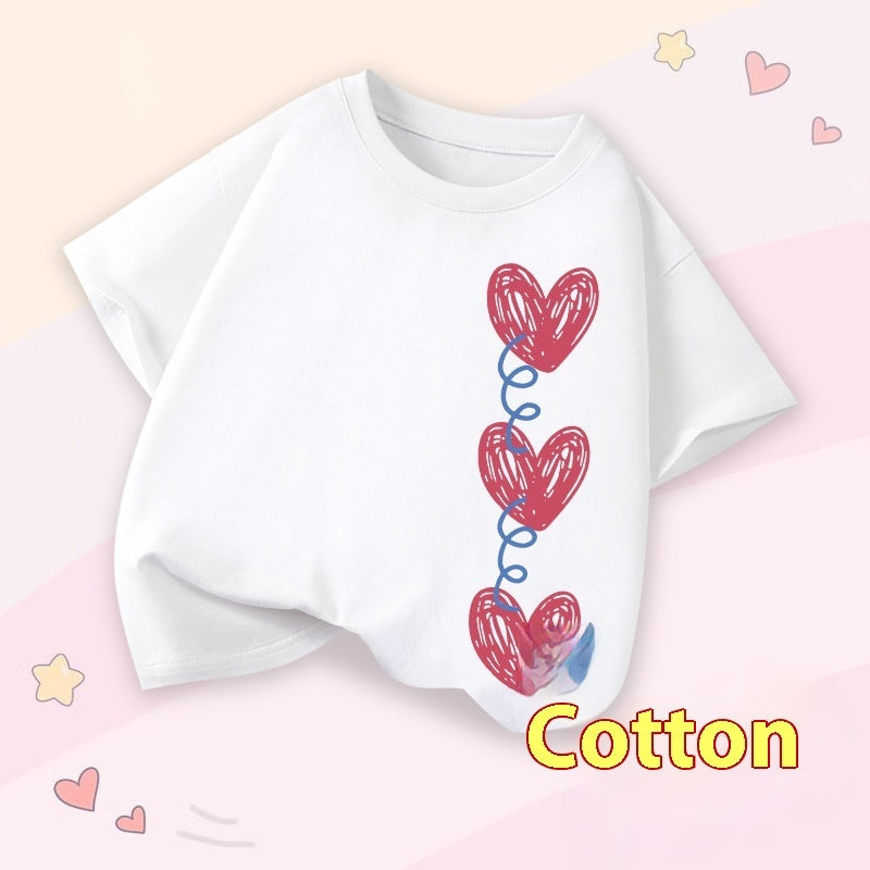 Girls Cartoon Print Short Sleeve Cotton T-Shirt – 14 Designs