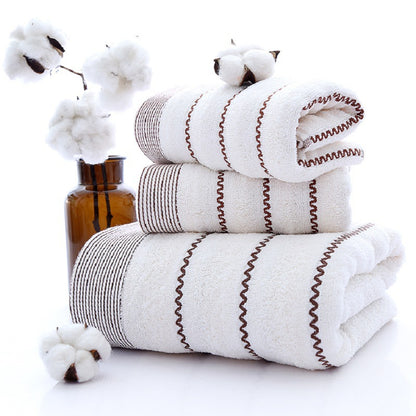 Embroidered Cotton Hotel Towel Set | 3-Piece Jacquard Bath & Hand Towels