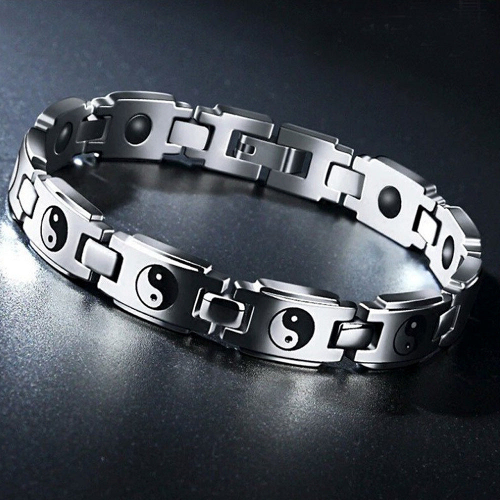 Men's Titanium Steel Bracelet – Haematite Geometric Bangle